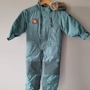 Souris Mini Size 3 Teal Snowsuit with Fur Trim